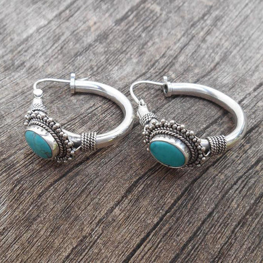 Elegant Sterling Silver Turquoise Earrings