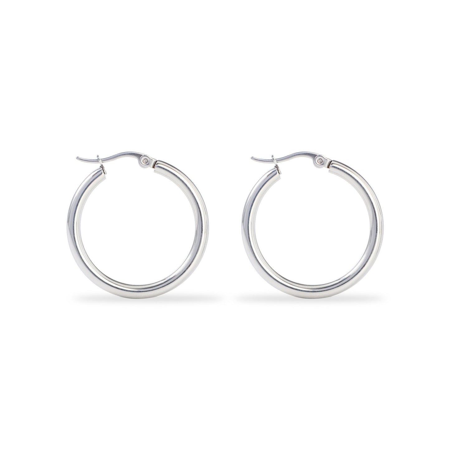Polished Silver Classic Hoop Earrings