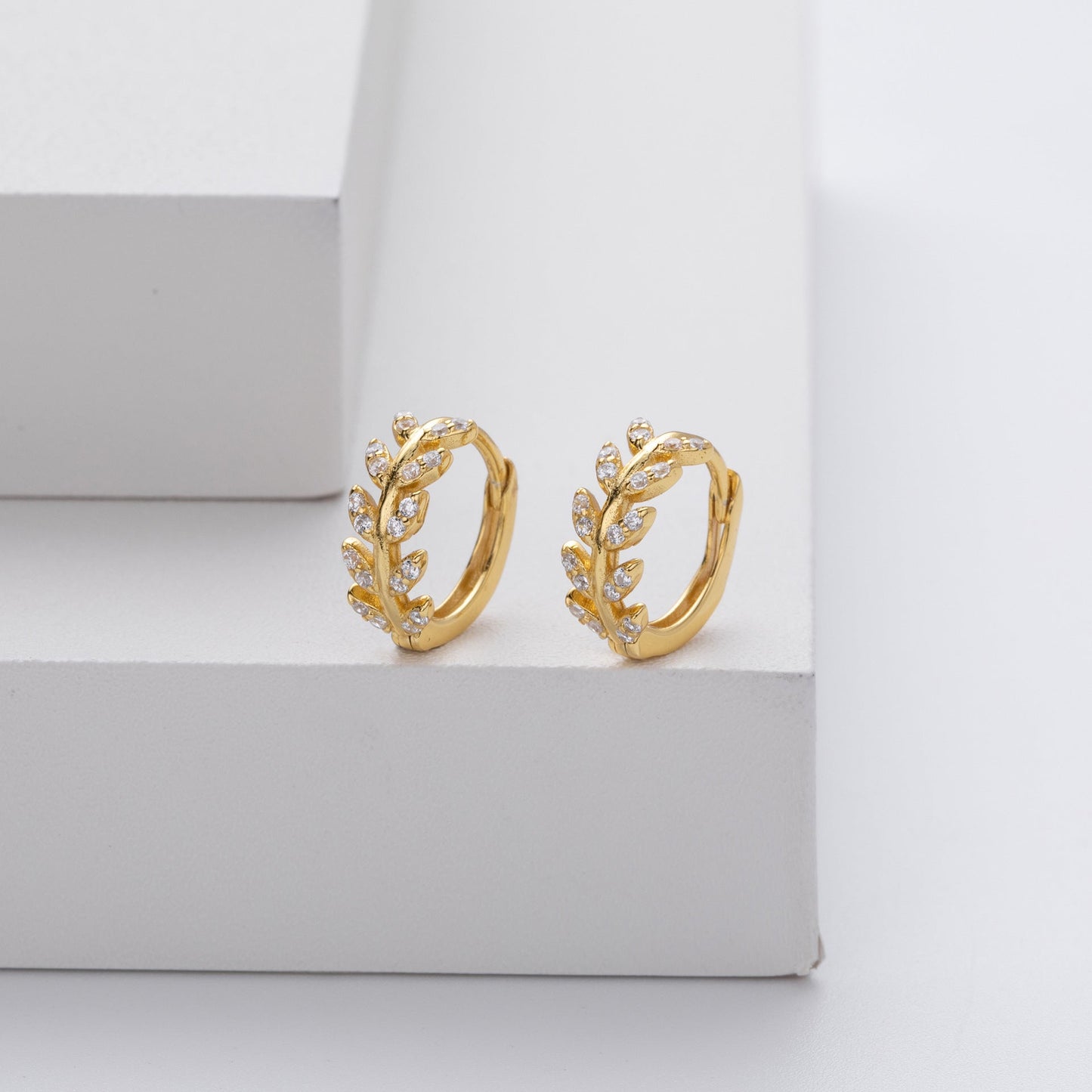 Silver Leaf Hoop Earrings