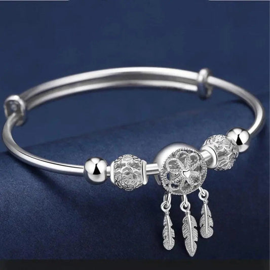 Silver Dreamcatcher Bangle Bracelet