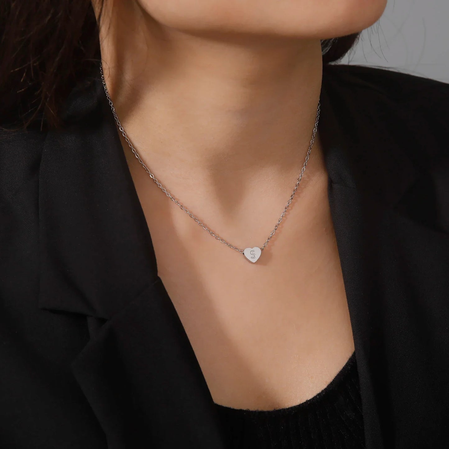 Timeless Heart Initial Choker Necklace