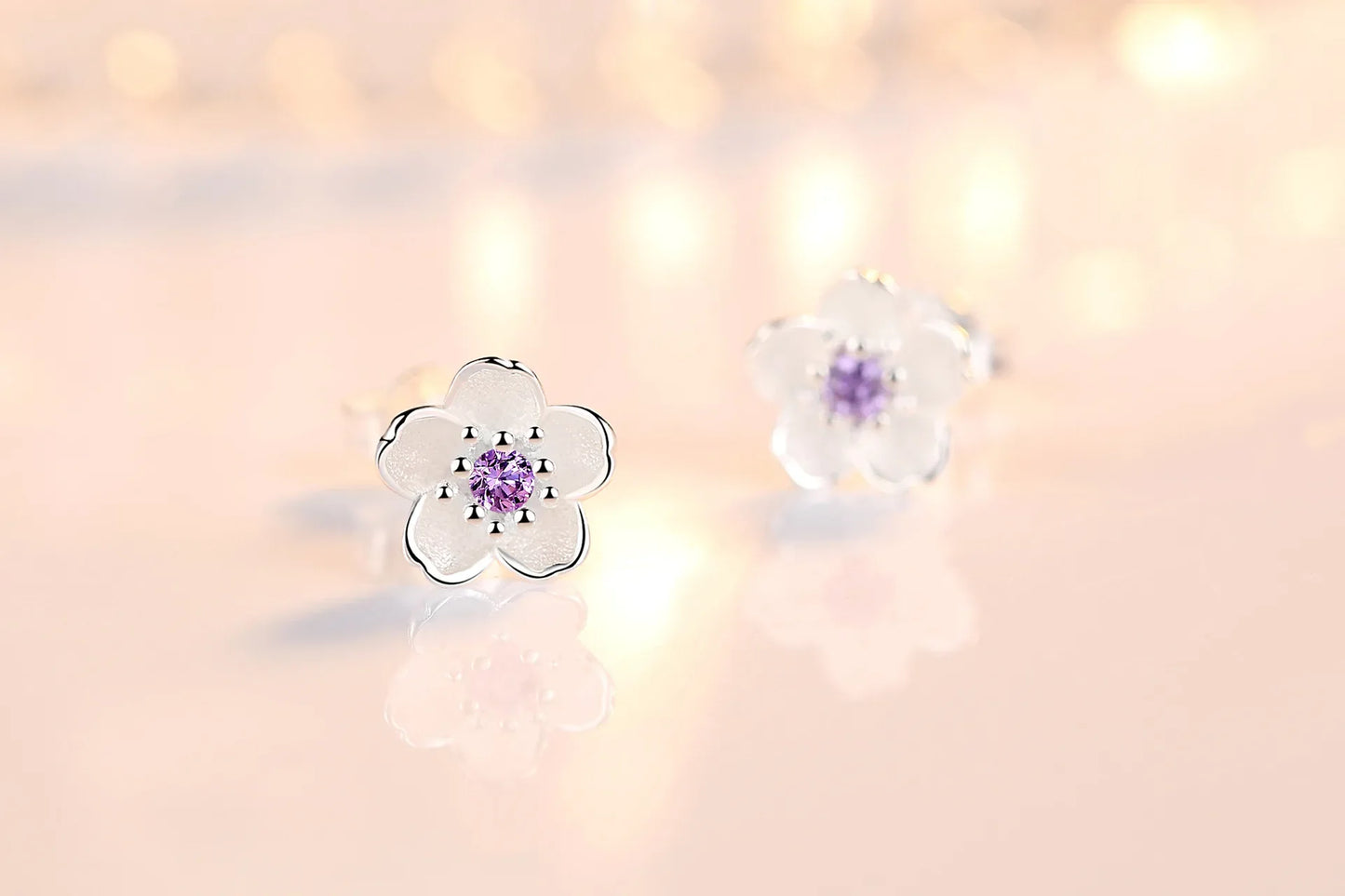 Zircon Flower Stud Earrings