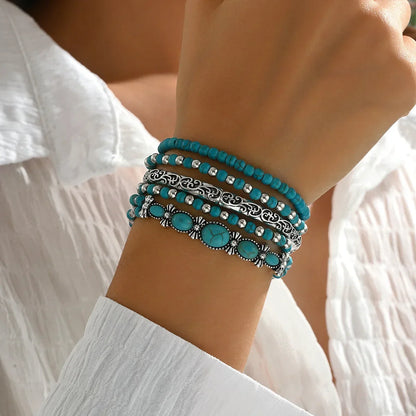 Bohemian Turquoise Beaded Bracelet Set