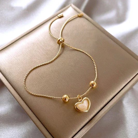 Gold Plated Opal Peach Heart Bracelet