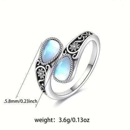 Elegant Moonstone Flower Ring