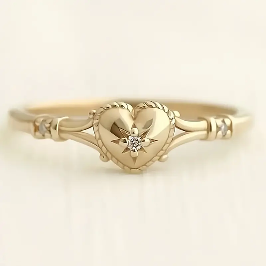 Elegant Gold Heart and Star Ring